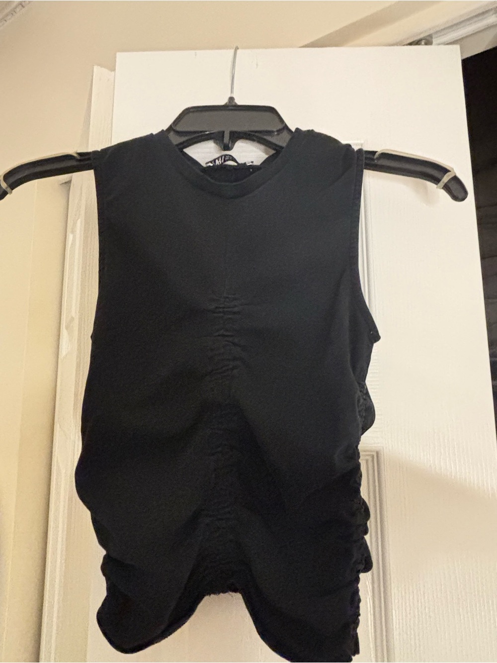 Zara Black Ruched Sleeveless Tank